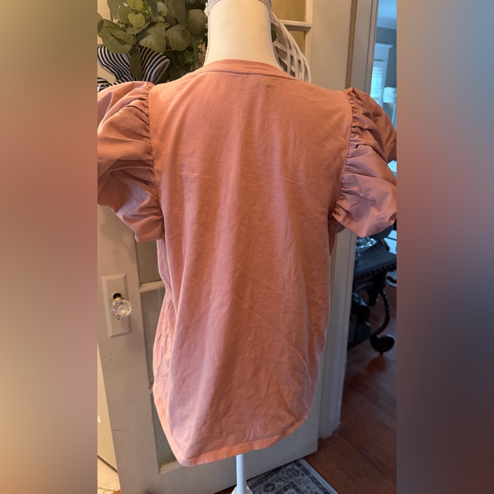 Express Blush Ruffle Sleeve Tee - Picture 4 of 4